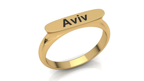 טבעת זהב מבריקה עם הכיתוב Aviv באנגלית, תכשיט אופנתי, מתנה אישית, טבעת שם